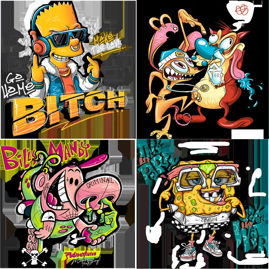 🧢 120+ Latest Streetwear & Cartoon Streetwear POD Design Bundle