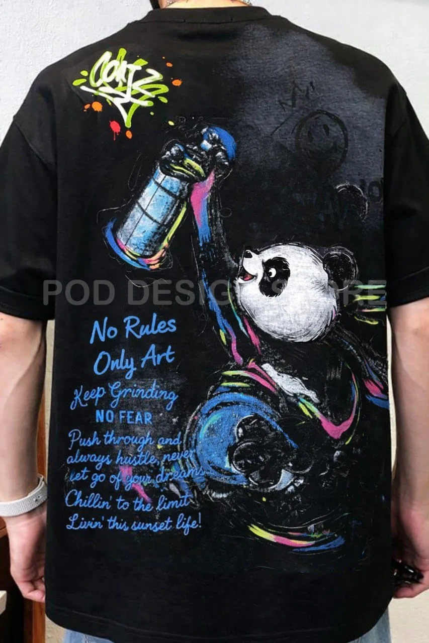 Panda Graffiti Graphic Street Art T-Shirt POD Design Store